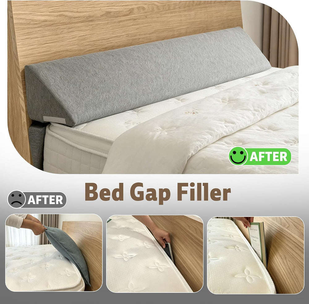 King Size Bed Wedge Gap Filler Mattress Headboard Gap Filler(0-7") with ...