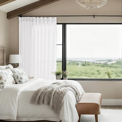 White Linen 100 Inch Wide Curtains 90 Inches Long - Image 8