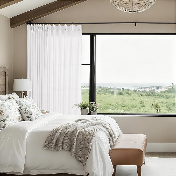 Extra Wide Pinch Pleat 100 x 84 Inch Linen Curtains - Image 8