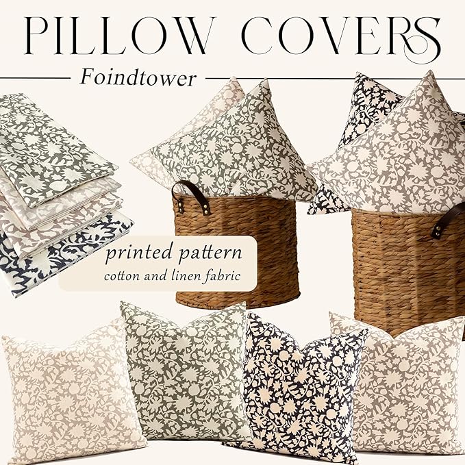 Foindtower Set of 2 Decorative Neutral Floral Throw Pillow Covers Accent - Image 7