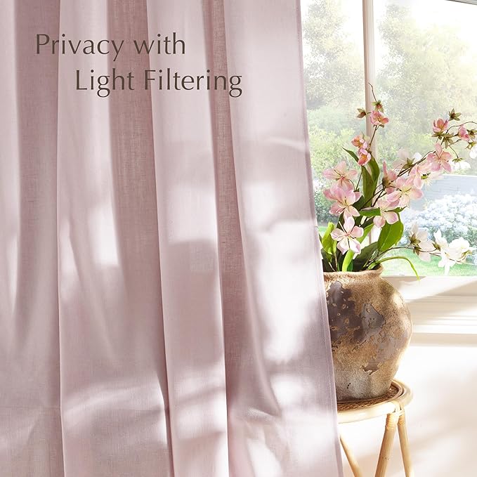 NICETOWN Thick Linen Blush Pink Curtains 2 Panels - Image 3