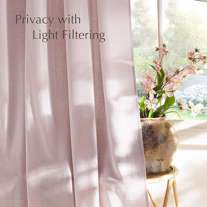 NICETOWN Thick Linen Blush Pink Curtains 2 Panels - Image 3