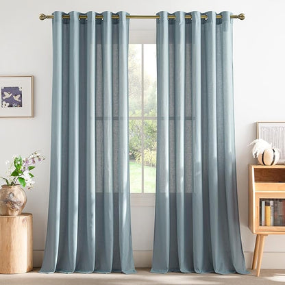 NICETOWN Flax Stone Blue Linen Curtains by NICETOWN