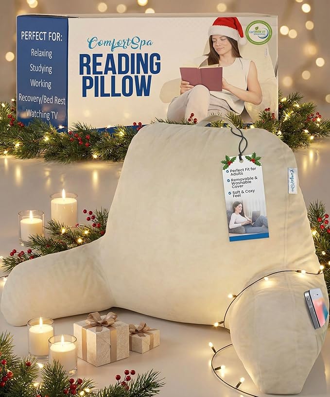 ComfortSpa Reading Pillow for Bed Adult Size, Back Rest Pillow by ReadingPillow