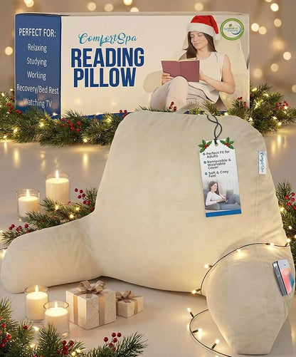 ComfortSpa Reading Pillow for Bed Adult Size, Back Rest Pillow by ReadingPillow