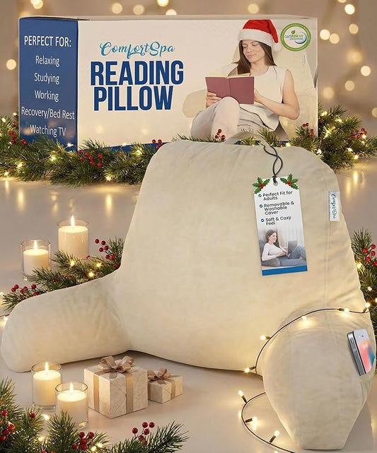ComfortSpa Reading Pillow for Bed Adult Size, Back Rest Pillow by ReadingPillow