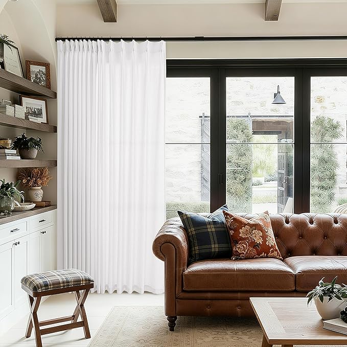Extra Wide Pinch Pleat 100 x 84 Inch Linen Curtains - Image 7