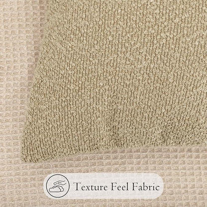 14x26 inch Boucle Lumbar Pillow Cover, Camel Woven Texture Neutral Long Pillow - Image 4