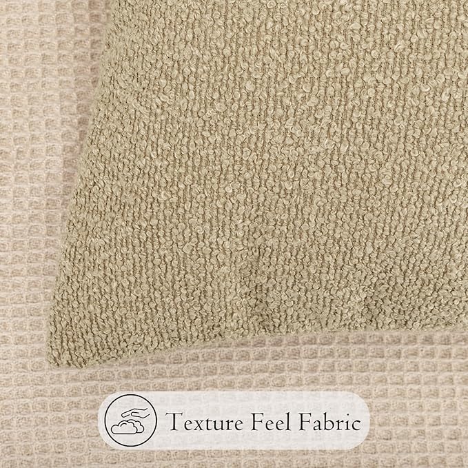 12x24 inch Boucle Lumbar Pillow Cover, Camel Woven Texture Neutral Long Pillow - Image 4
