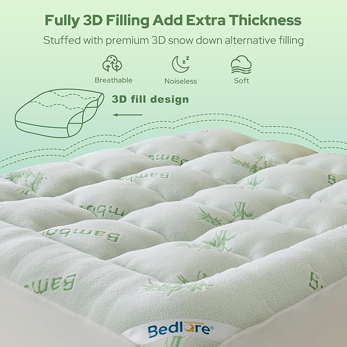 BEDLORE King Mattress Topper Viscose Derived from Bamboo, Thick Pillow Top - Image 5