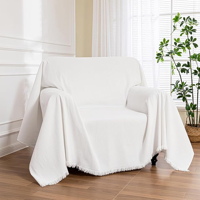 MEETSKY Oversized Chair Covers White Couch Cover Washable Armchair Slipcover by MEETSKY