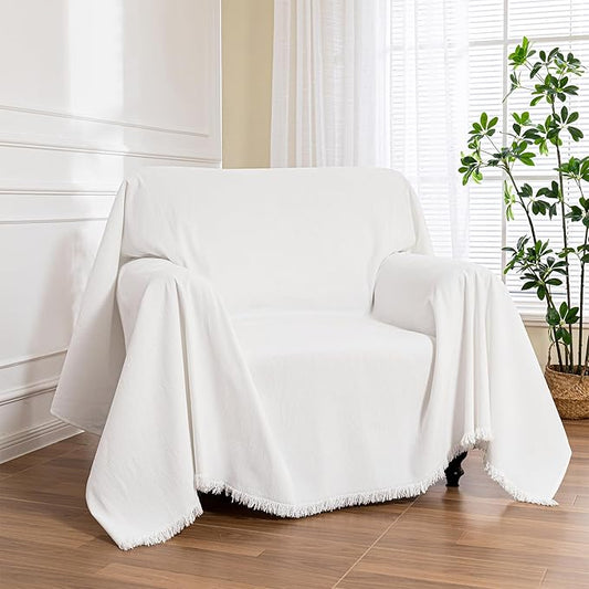 MEETSKY Oversized Chair Covers White Couch Cover Washable Armchair Slipcover by MEETSKY