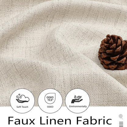 Natural Kitchen Curtains 24 Inch Length 2 Panels, Light Filtering Faux Linen - Image 2