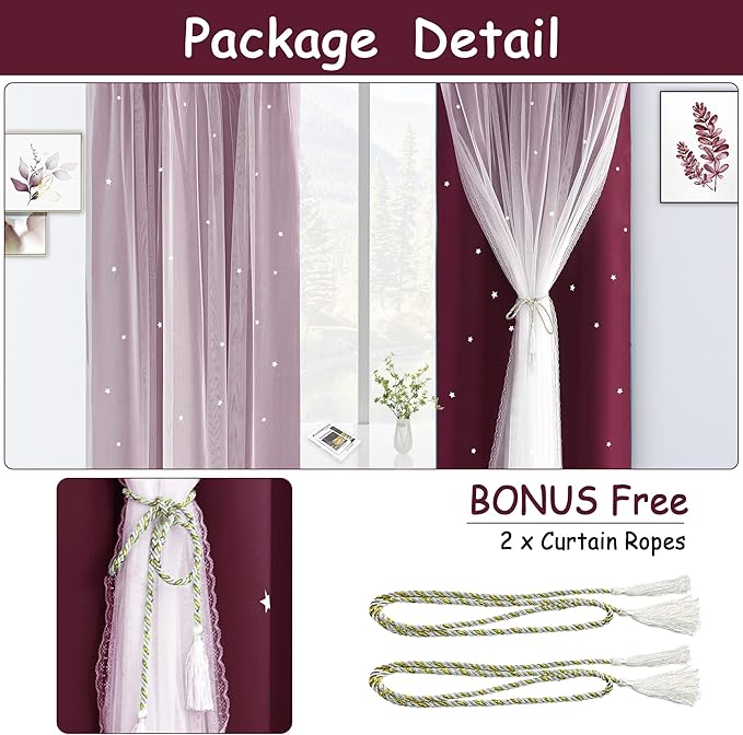 Kinryb Kids Blackout Curtains for Bedroom/Living Room/Classroom, Sheer Overlay - Image 7