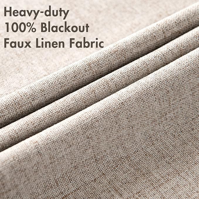 MIULEE Blackout Curtains for Bedroom Linen Texture Solid Thermal Insulated - Image 5