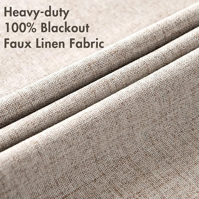 MIULEE Blackout Curtains for Bedroom Linen Texture Solid Thermal Insulated - Image 5