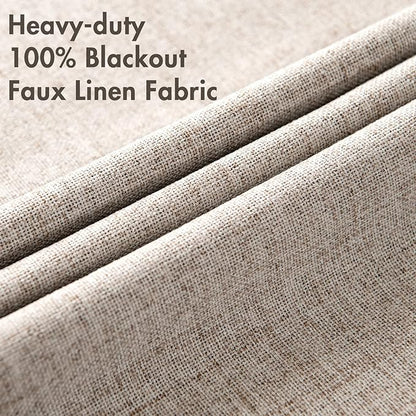 MIULEE Blackout Curtains for Bedroom Linen Texture Solid Thermal Insulated - Image 5
