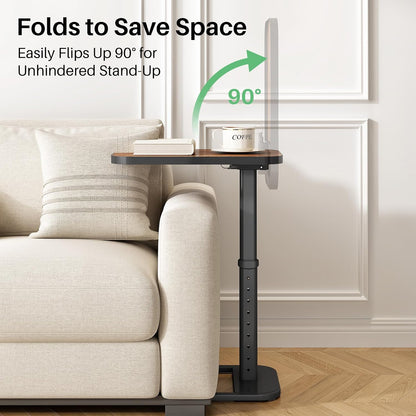 kitstorack upgraded tv tray table with panel lock, side view