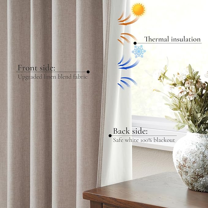 140 Inches Extra Wide Curtains Linen Farmhouse Insulated Thermal Large Window - Image 7