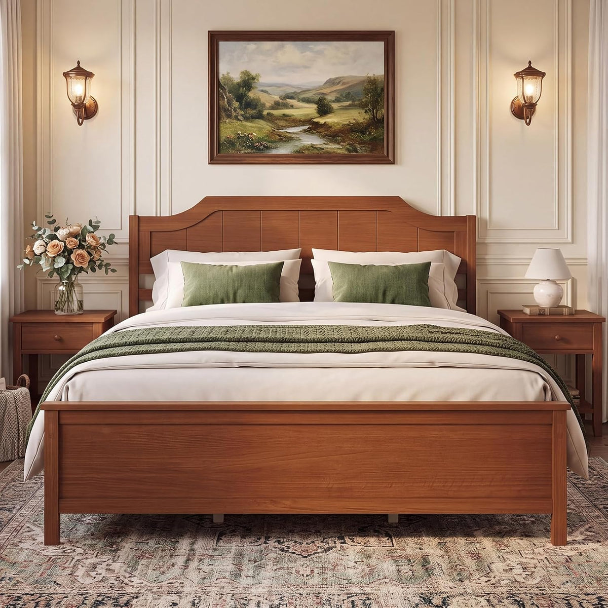 giantex wood queen size bed frame with curved, main product view