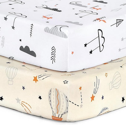 Pack n Play Sheets, BROLEX 2 Pack Mini Crib Sheets, Stretchy Portable Fitted by BROLEX