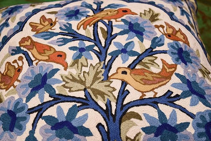 Blue Tree of Life Pillow Cover Blues Birds Floral Decorative Pillowcase Flower - Image 7