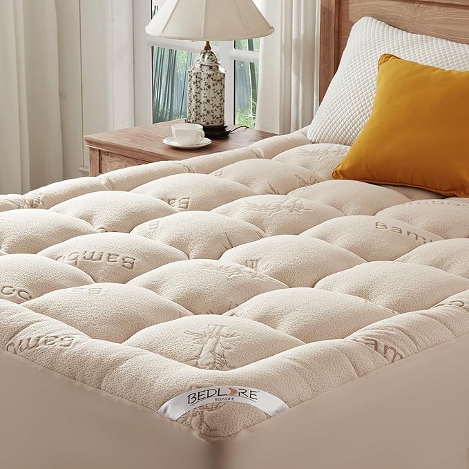 BEDLORE Full Size Mattress Topper Viscose Derived from Bamboo, Thick Pillow Top by Bedlore