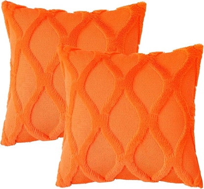 decorUhome Fall Throw Pillow Covers 26x26 Inch Set of 2, Soft Plush Faux Fur - Image 7