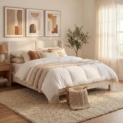 likimio full bed frame with usb ports &, close-up detail