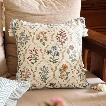 ISAENNE Design Linen Throw Pillow Covers 18"x18", Square Farmhouse Cushion - Image 2
