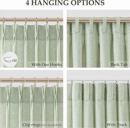 Mist Sage Pinch Pleated Linen Curtains 72 Inch Length 2 Panels - Image 5