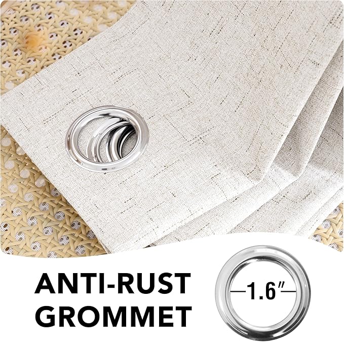 H.VERSAILTEX 100% Blackout Curtains Ivory, Linen Blackout Curtains 96 inch - Image 7