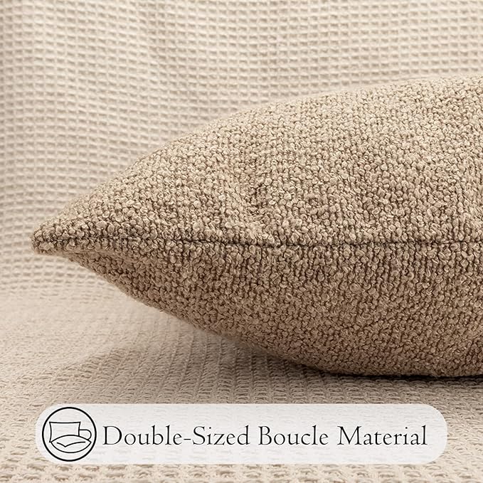 20x54 inch Neutral Boucle Body Pillow Cover, Camel Long Pillow Cover Cozy Soft - Image 6