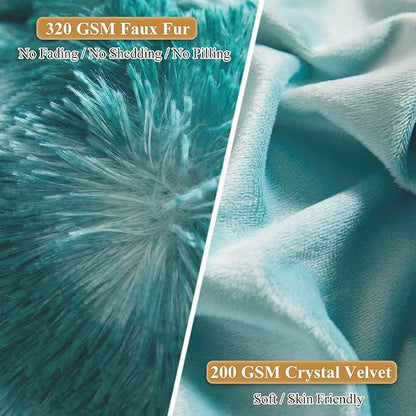 XeGe Tie Dye Faux Fur Throw Pillow Covers, Luxury Fluffy Plush Pillow Shams - Image 4