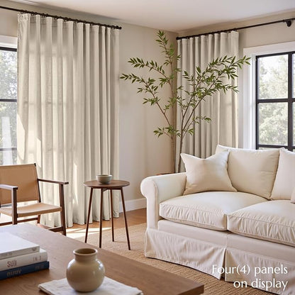jinchan Linen Blend Curtains 96 inch Length 2 Panels - Image 3