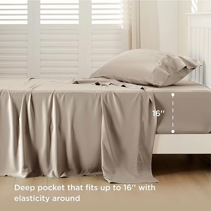 Bedsure Cooling Sheets Twin, Rayon Derived from Bamboo, Breathable & Soft Twin - Image 3