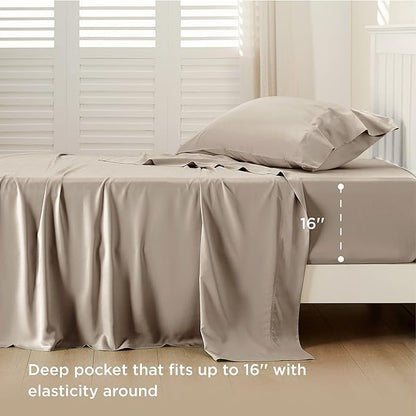 Bedsure Cooling Sheets Twin, Rayon Derived from Bamboo, Breathable & Soft Twin - Image 3