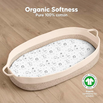 2-Pack Organic Bassinet Sheets for Girls, Boys - Image 2