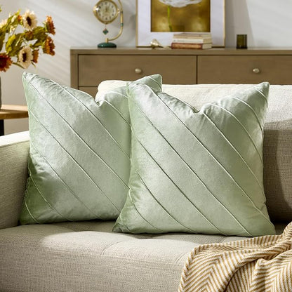 GIGIZAZA Sage Green Velvet Pillow Covers 18x18 by GIGIZAZAFocusingonhomedecoration