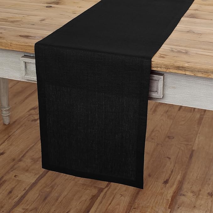 Solino Home Linen Black Table Runner 60 Inches - Image 2