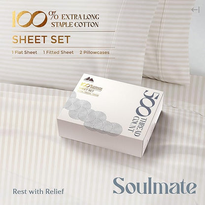 Mayfair Linen 100% Cotton Striped Sheets Twin Size Bed Set - Image 3