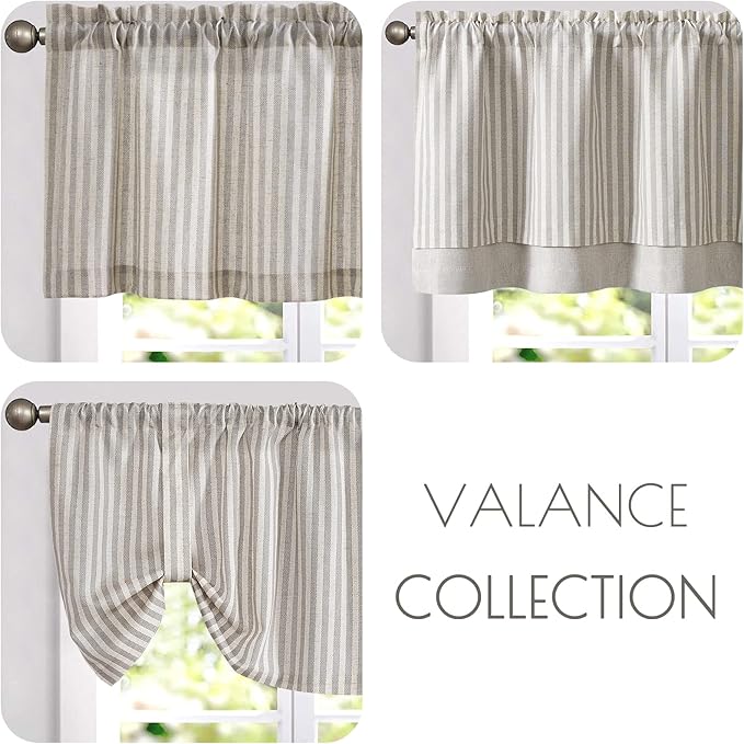 jinchan Linen Valance Curtain Striped Valance - Image 8