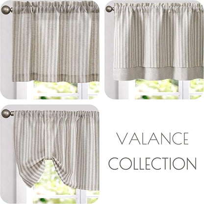 jinchan Linen Valance Curtain Striped Valance - Image 8