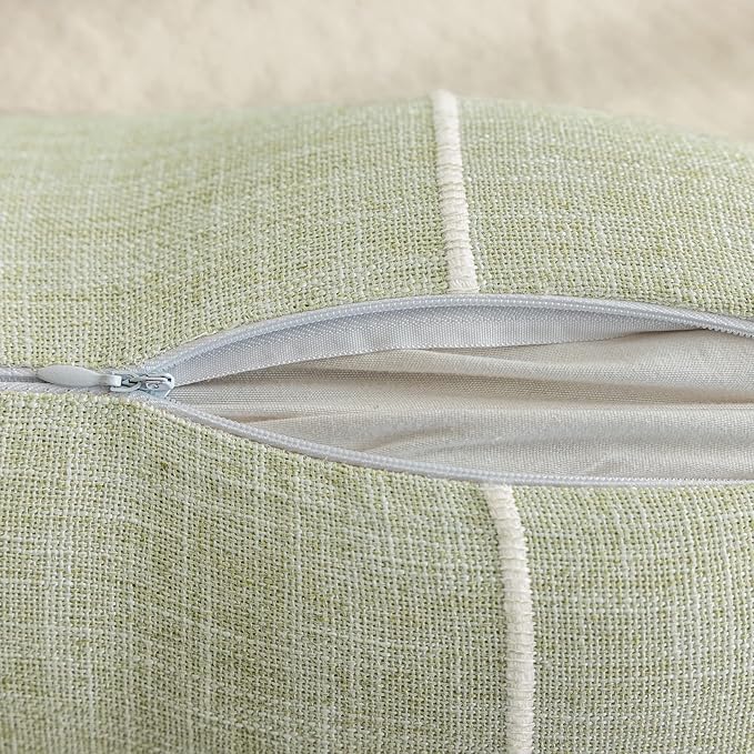 vctops Rustic Lattice Cotton Linen Decorative Throw Pillow Cover Embroidery - Image 4