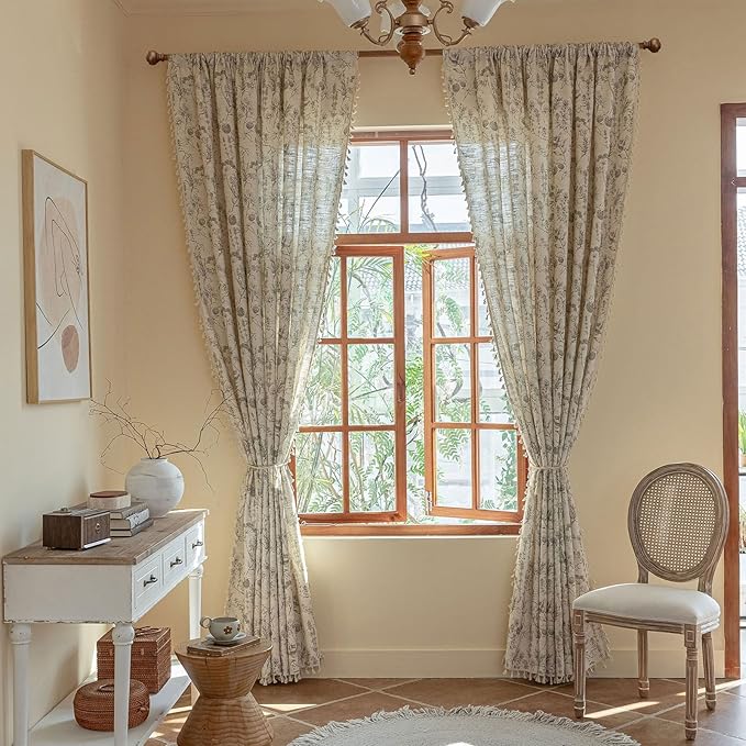 ENJOYBRIDAL Floral 96 Inch Curtains Vintage 2 Panels Drapes Rod Pocket Semi - Image 5
