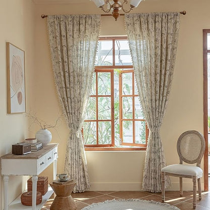 ENJOYBRIDAL Floral 96 Inch Curtains Vintage 2 Panels Drapes Rod Pocket Semi - Image 5