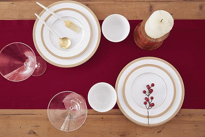 Solino Home Red Hemstitch Table Runner 48 Inches - Image 3