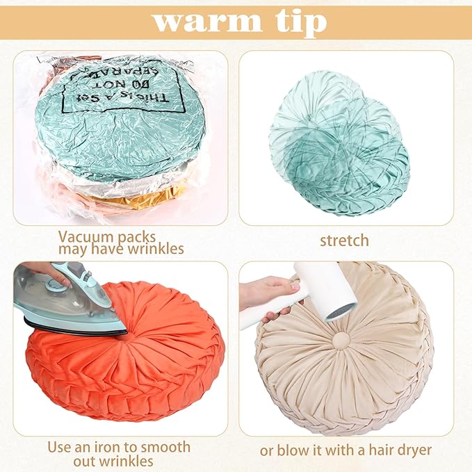 Yerliker 6 Pcs Floor Pillow Cushions 15inch Round Velvet Throw Pillows Colorful - Image 3