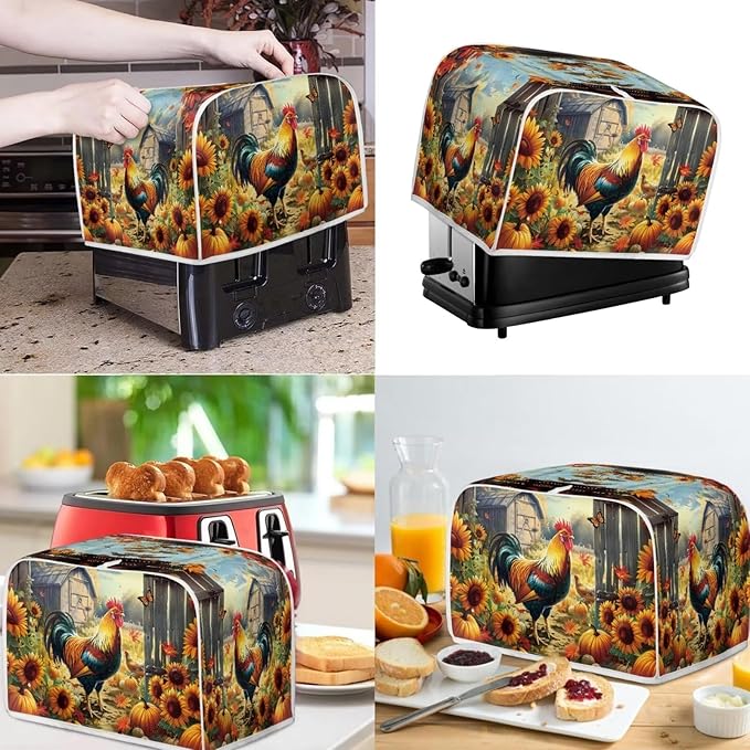 Rooster Toaster and Blender Cover Set Sunflower Dust Protective Cover - Image 2