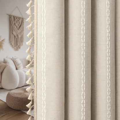 boho 100% blackout curtains 63 inch 2 panels, front angle view